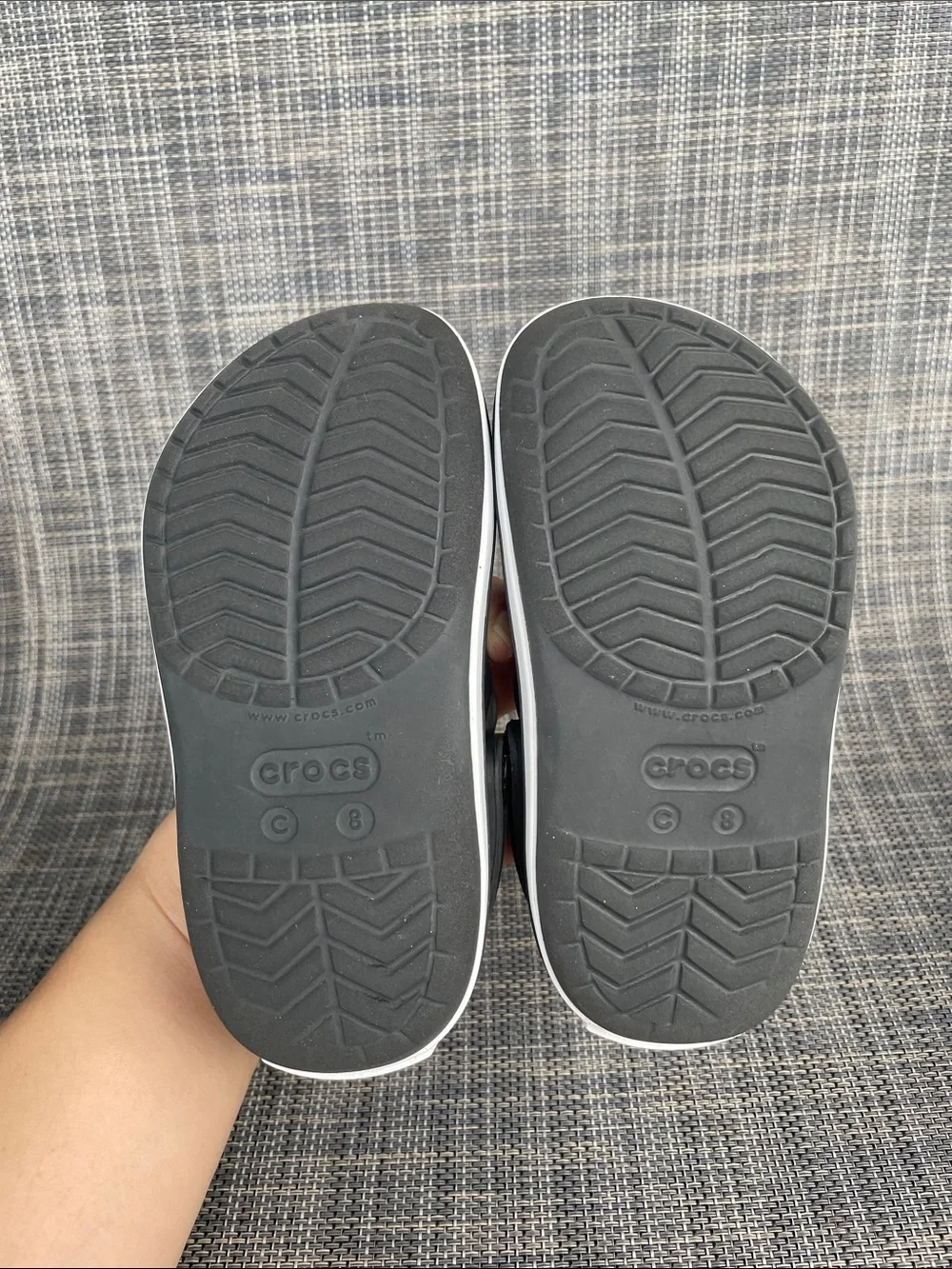 CROCS Kids Crocband Clogs Black White Slip-on Sandals Shoes Toddler Size 8
